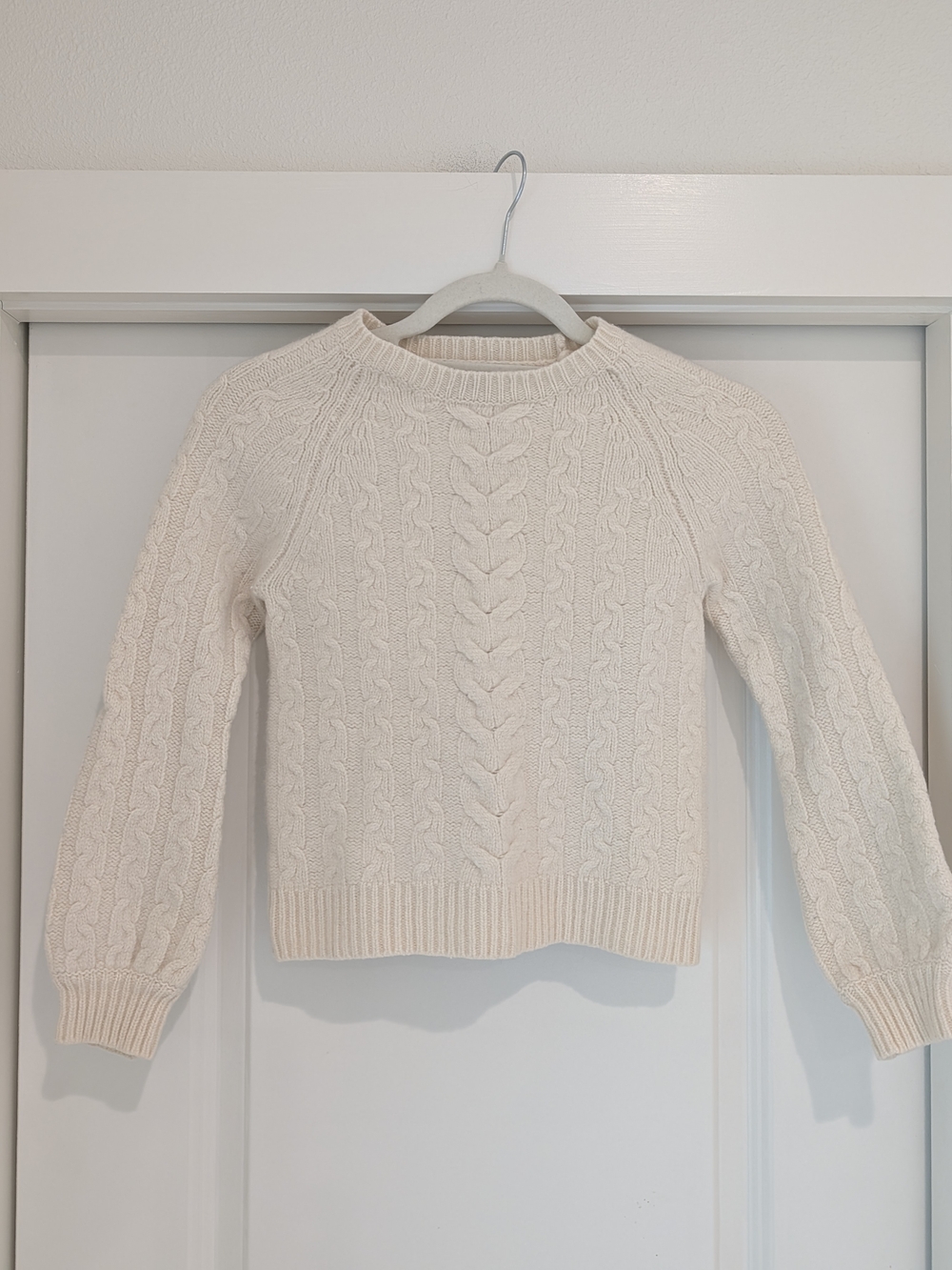 Saks Fifth Avenue Black Label Ivory Cable Crewneck Cashmere Sweater XS